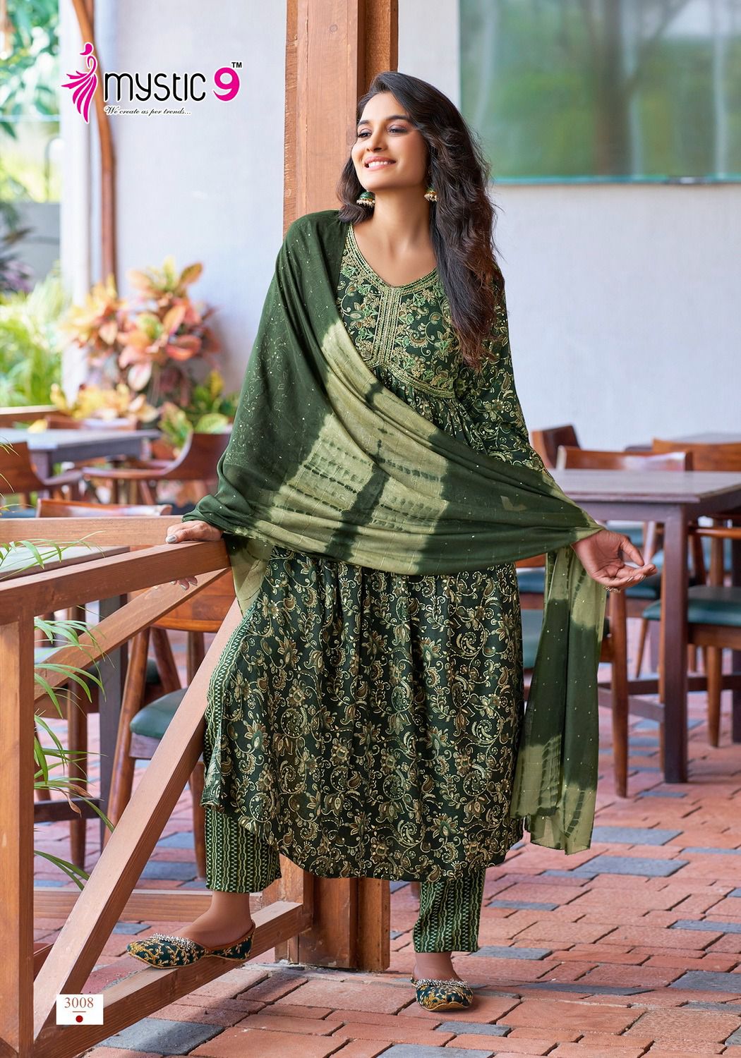 Heena Vol 3 By Mystic 9 Rayon Printed Embroidery Kurti With Bottom Dupatta Wholesale Shop In Surat
